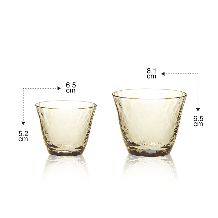 Toyo Sasaki Takasegawa Handmade Amber Sake Glass: two different sizes.