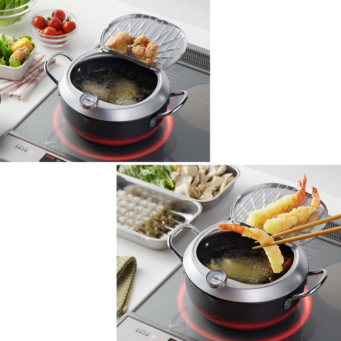Yoshikawa Premium Nitrided Carbon Steel Induction Deep Fryer Set - 20cm