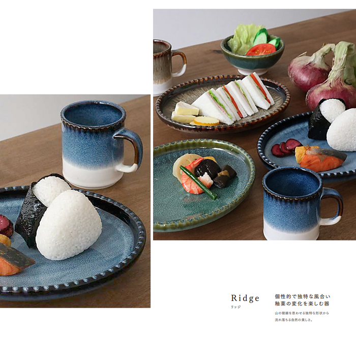 Aito Mino Yaki Ridge Series Dinner Plate - Blue: serving light meals