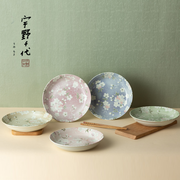 Aito Mino Yaki Uno Chiyo Blossom 7-Piece Dinnerware Set: plates in a set