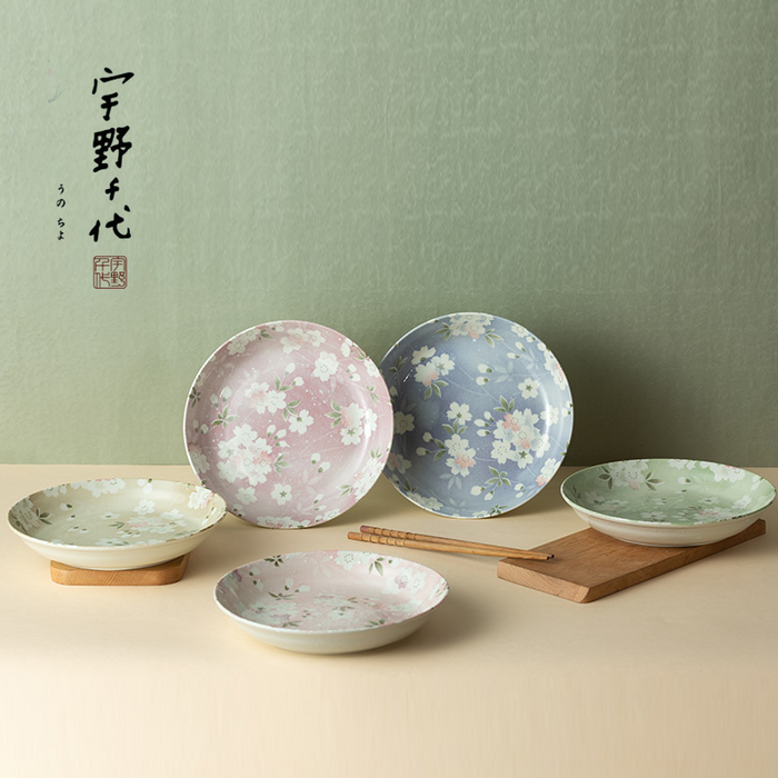 Aito Mino Yaki Uno Chiyo Blossom 7-Piece Dinnerware Set: plates in a set