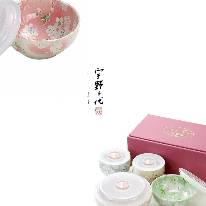 Aito Mino Yaki Uno Chiyo Blossom 8-Piece Bowl Set: gift box packing