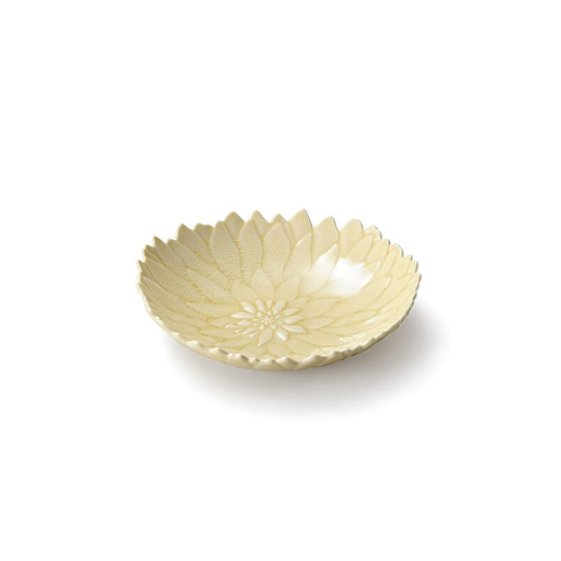 Aito Seto Yaki Dahlia Glazed Dessert Plate (15cm) - Glossy Ivory.