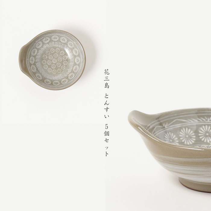 Ginpo Hana Mishima Donabe 5-Piece Bowl Set: details