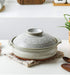 Ginpo Hana Mishima Donabe Japanese Clay Pot 30cm (Size 10): on a table.