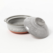 Ginpo Hana Mishima IH Donabe Japanese Clay Pot 25cm (Size 8) - Made in Japan. Pot and lid.

