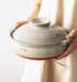 Ginpo Hana Mishima IH Donabe Japanese Clay Pot 25cm (Size 8) - Made in Japan. Held by hands.