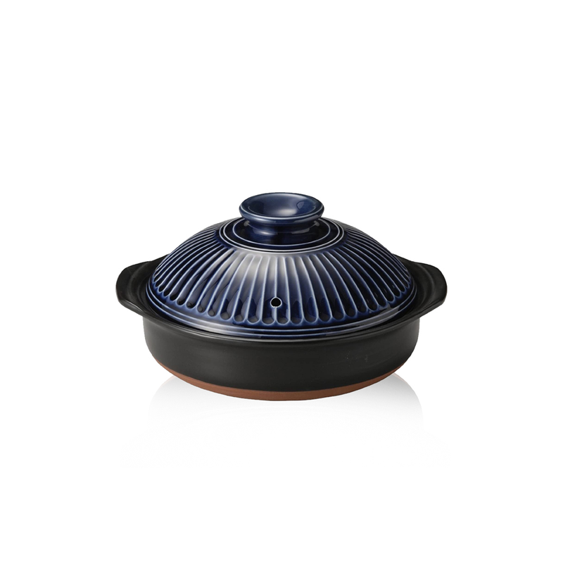 Ginpo Kikka Donabe Japanese Clay Pot 22cm (Size 7) Blue - Made in Japan
