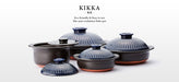 Ginpo Kikka Donabe Japanese Clay Pot 25cm (Size 8) Blue - Made in Japan. Variuos sizes.

