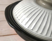 Ginpo Kikka Donabe Japanese Clay Pot 28cm (Size 9) Grey White - Made in Japan. Lid details.
