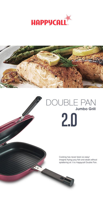 Happycall Double Pan 2.0 (Detachable) Jumbo Grill - Navy Blue. Frying fish.