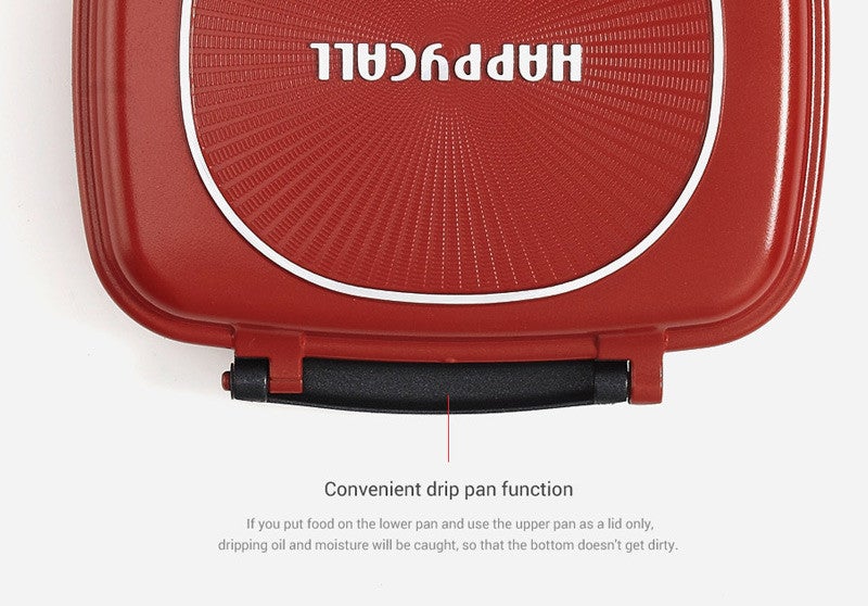 Happycall Double Pan 2.0 (Detachable) Jumbo Grill - Navy Blue. Convenient drip pan effect.
