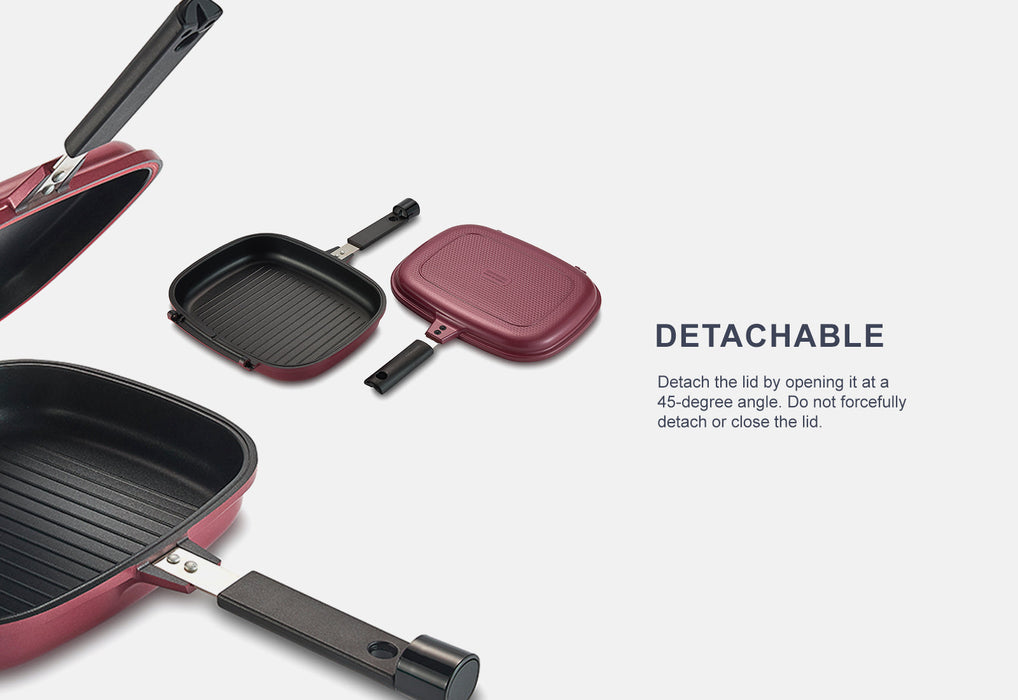 Happycall Double Pan 2.0 (Detachable) Jumbo Grill - Pink. Detachable features.