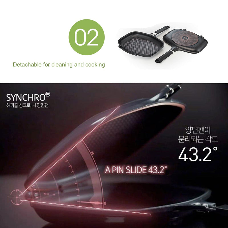 Happycall IH Synchro (Detachable) Double Pan - Standard. Detachable for cleaning and cooking.
