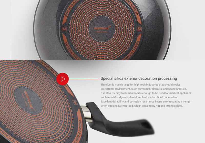 Happycall Plasma IH Titanium Wok 30cm: Special silica exterior decoration processing
