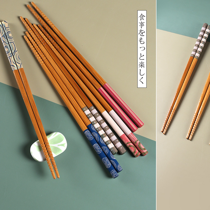 Ishida Stylish Natural Bamboo Chopstick Set (Pack of 5) : Made in Japan