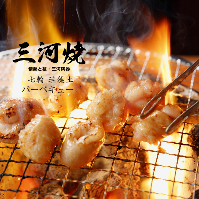 Mikawa Kamejima Portable Konro Grill / Hibachi Grill 25cm (2-3 People): Grilling seafood.