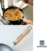 RIVER LIGHT Kiwame 28cm Premium Carbon Steel Wok: natural wood