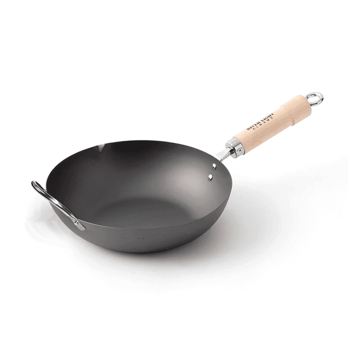 River Light Kiwame Nitrided Carbon Steel Induction Wok with Two Handles - 30cm