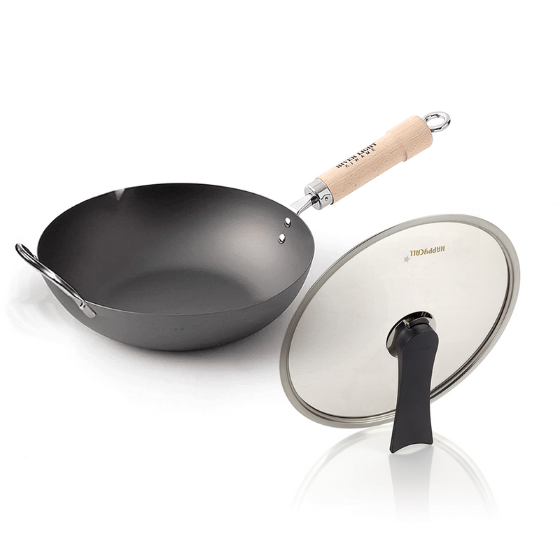 River Light Kiwame Nitrided Carbon Steel Induction Wok - 33cm (with Helper Handle)