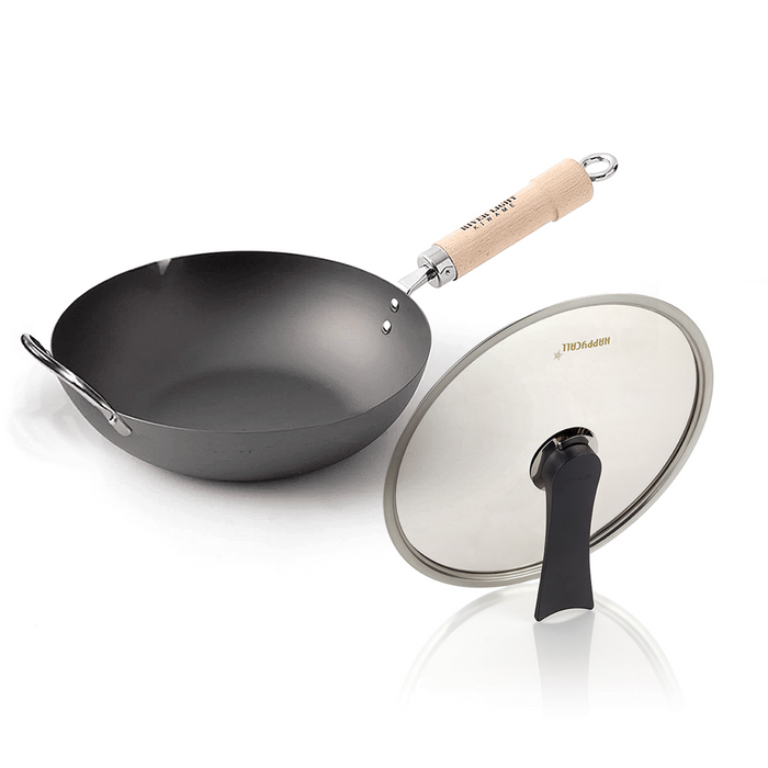 River Light Kiwame Nitrided Carbon Steel Induction Wok with Two Handles - 33cm