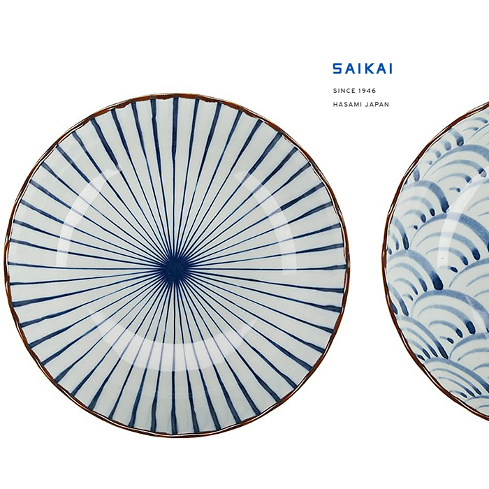 Saikai Hasami Yaki Classic Blue Japanese Bowls - Set of 2: can be stored in refrigerator