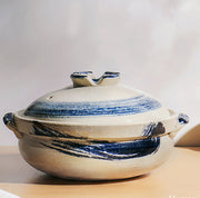 Shigaraki Yaki Brush Donabe Japanese Clay Pot 29cm (Size 9) - Made in Japan: On dining table
