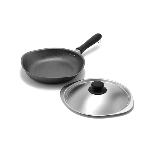 Sori Yanagi Nitrided Carbon Steel Induction Frypan with Stainless Steel Lid - 25cm