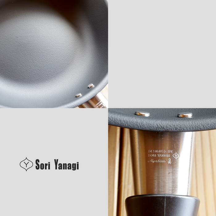 Sori Yanagi Pure Iron Induction Frypan 25cm with Stainless Steel Lid: Handle and bottom details

