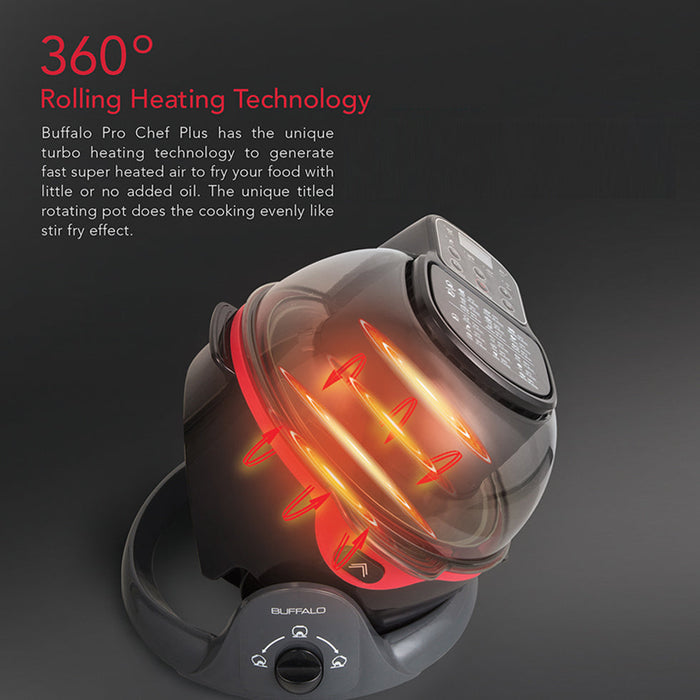 Stainless Steel Air Fryer : Buffalo Smart 2.0 Pro Chef Plus: 360 degree rolling heating technology