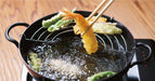 Takumi Carbon Steel Tempura Pot 24cm - Made in Japan: Frying tempura shrimp
