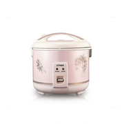 Tiger conventional 5.5-cup rice cooker (JNP-1000) in the Pink Jasmine floral pattern, shown on a clean white background.
