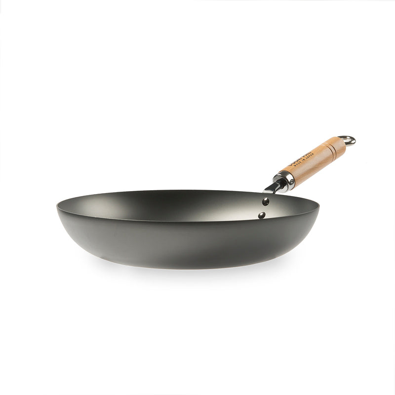 Yoshikawa COOK-PAL REN 28cm Premium Carbon Steel Frypan. From side.