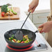 Yoshikawa COOK-PAL REN 33cm Premium Carbon Steel Wok with Two Handles. cooking on induction cooktop.