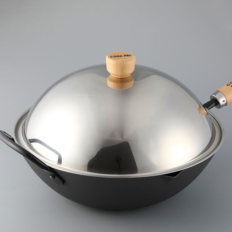 Yoshikawa COOK-PAL Stainless Steel Lid - 36cm. On wok.