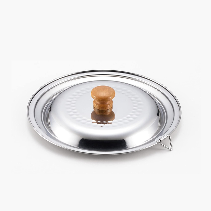 Yoshikawa Stainless Steel Lid 18/20cm (for Yoshikawa Yukihira Saucepan): with wooden knob