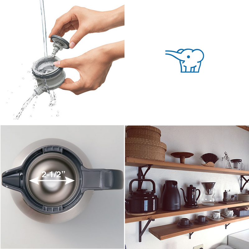 Zojirushi SH-HC15-BM Stainless Steel Carafe 1.5L Matte black Dimensions and Parts