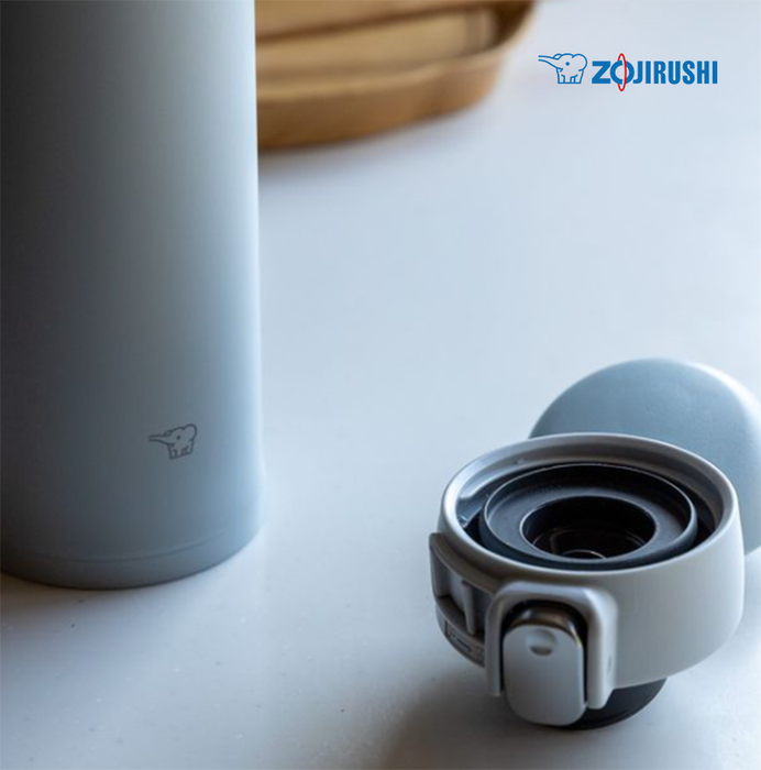 Zojirushi SM-SF36-WM TUFF Vacuum Insulated Flask 360ml Pale White: flip open lid